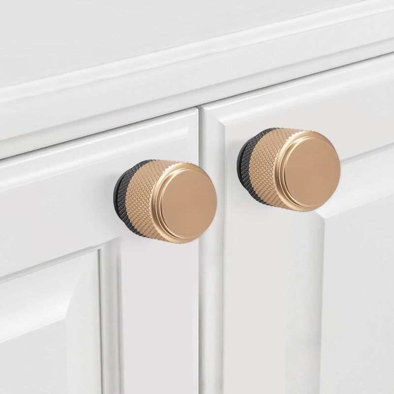 0.98'(25mm) Matte Black and Champagne Bronze Kitchen Cabinet Knobs