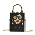 Unique 3D Lady Face PU Leather Funky Satchel Handbag