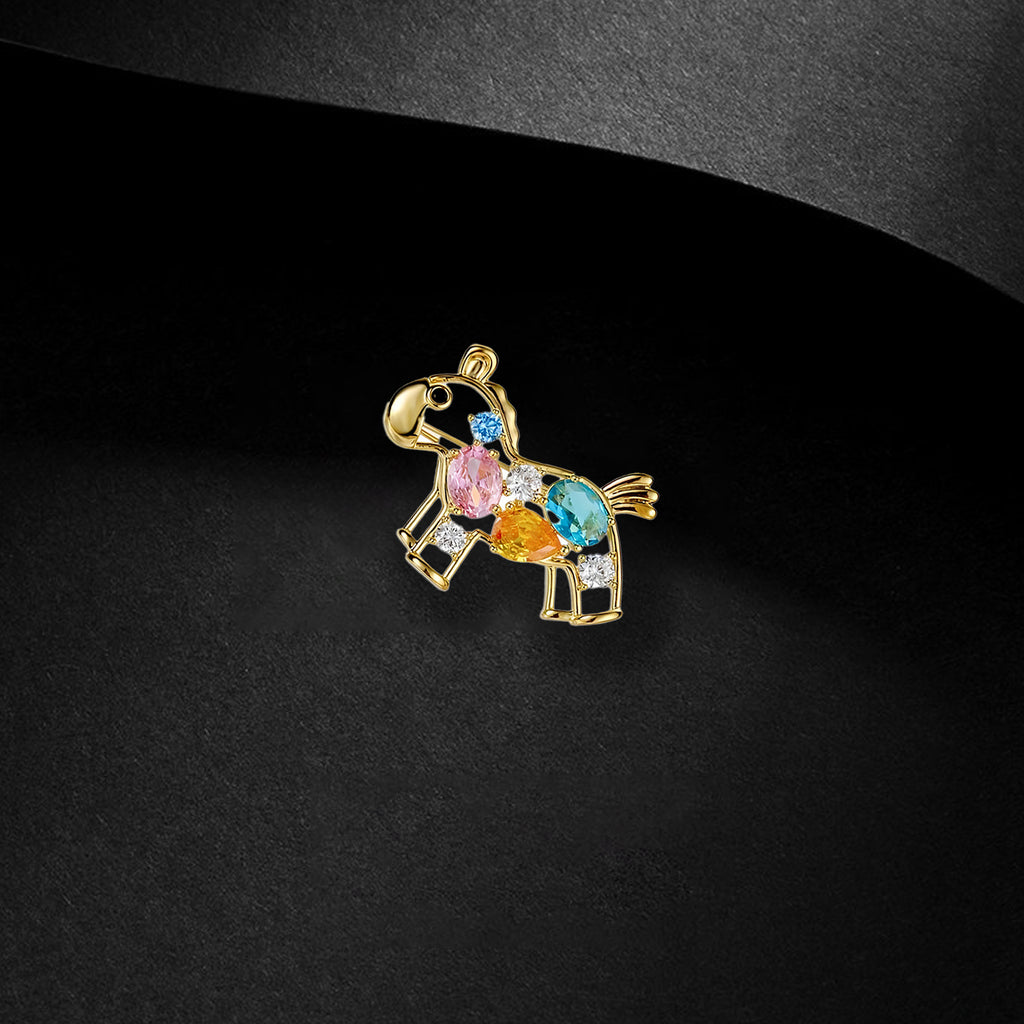 Crystal foal brooch