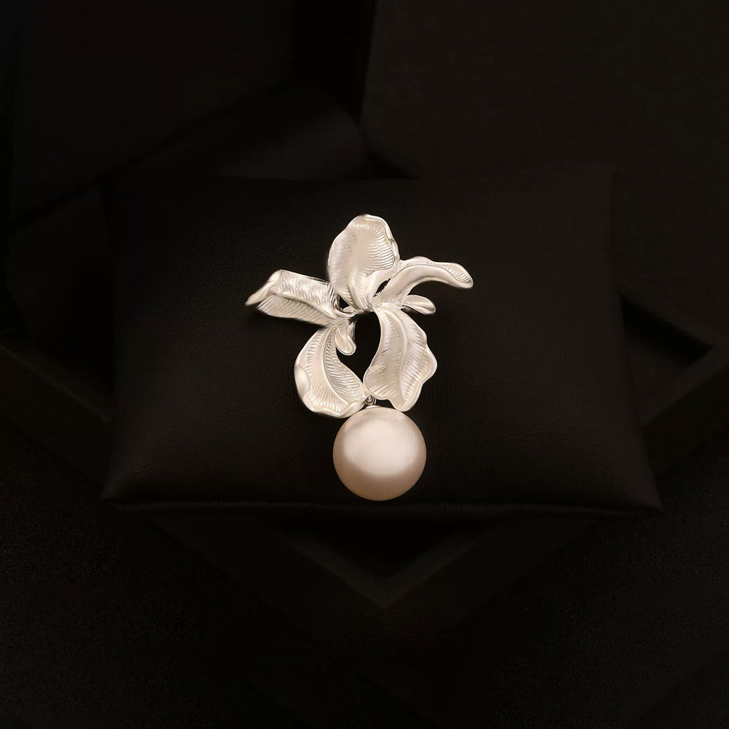 French elegant iris flower brooch