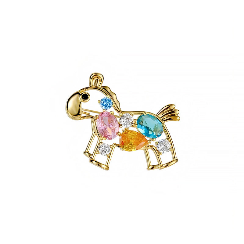 Crystal foal brooch