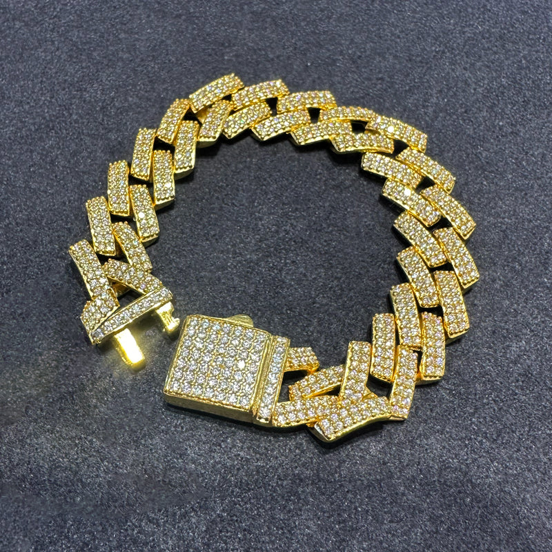 Block Gold-plated classic moissanite bracelet
