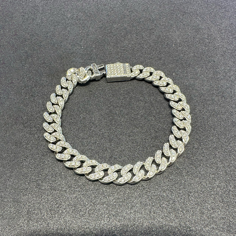 Pea-shaped Silver-plated classic moissanite bracelet