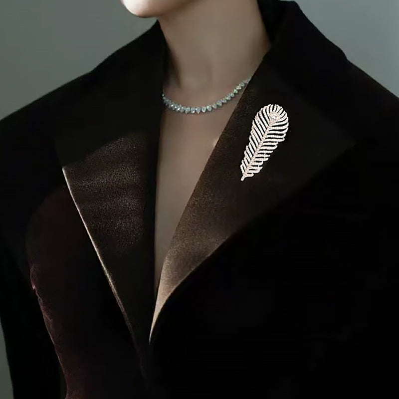 High end feather brooch