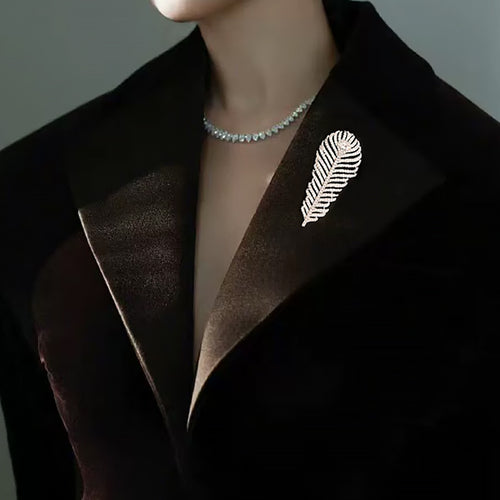 High end feather brooch