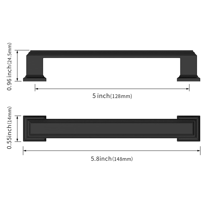 10 Pack 5 Inch Hole Center Pulls Matte Black Handles