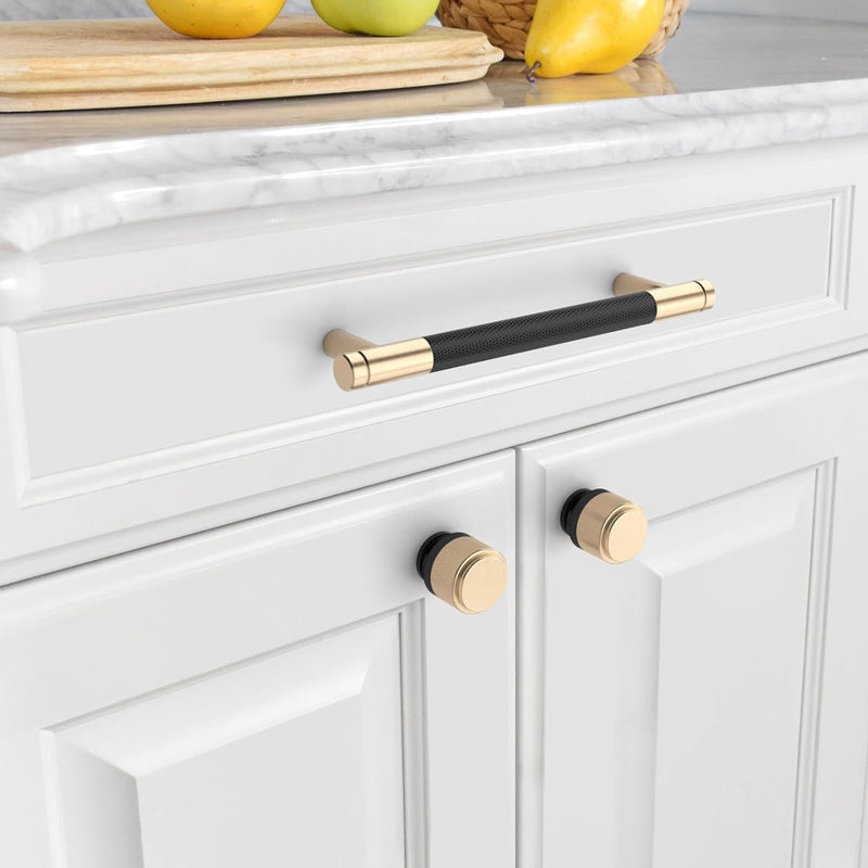 10 Pack 5 Inch Matte Black Cabinet Pulls Knurled