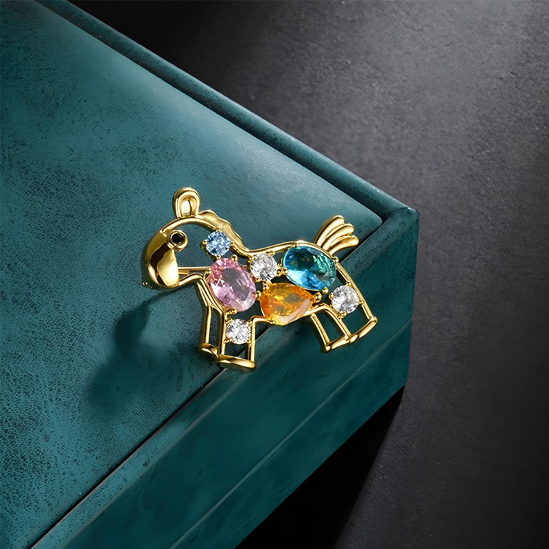 Crystal foal brooch