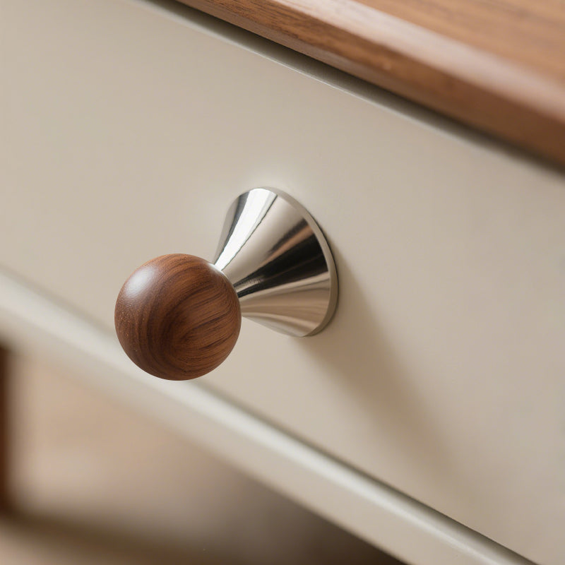 1.22'(31mm)Round Wood Drawer Walnut Kitchen Cabinet Knobs
