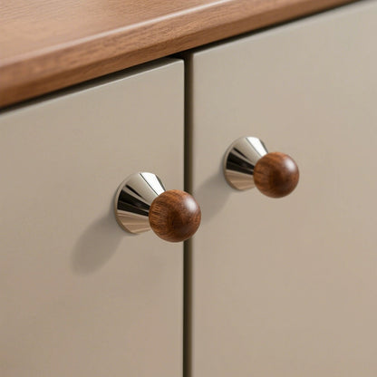 1.22'(31mm)Round Wood Drawer Walnut Kitchen Cabinet Knobs
