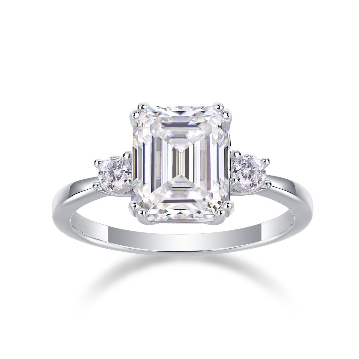 1314-Moissanite Asscher Cut Stud Earrings S925 Silver Base Moissanite Ring for Women